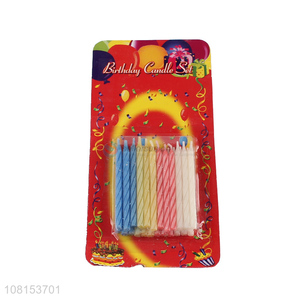 Low price colorful striped spiral birthday cake candle set