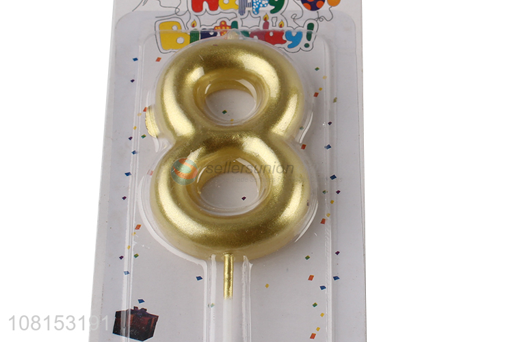 High quality metallic gold number candle birthday cake candle