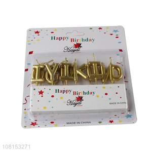 Good quality metallic gold happy birthday letter cake candle set