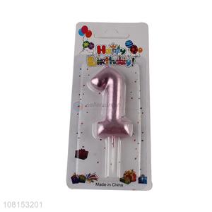 Online wholesale metallic numeral cake candle for baby shower