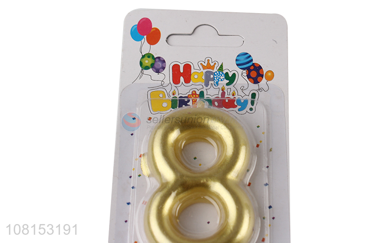 High quality metallic gold number candle birthday cake candle