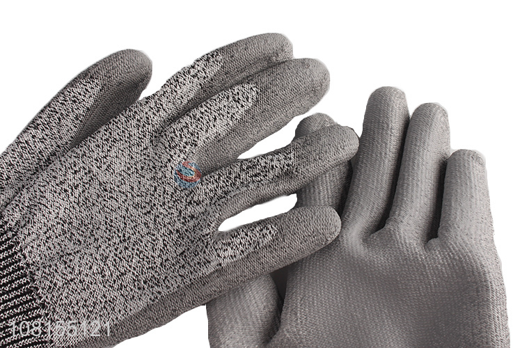 Online wholesale level 5 anti-cutting pu coated work gloves