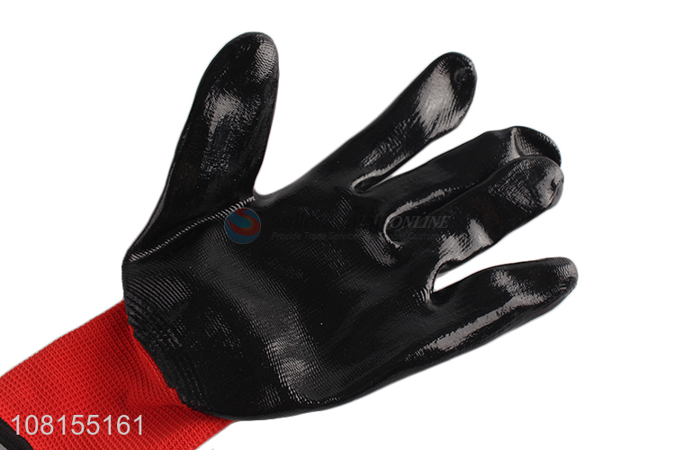Factory supply 13 stitches polyester nitrile working gloves