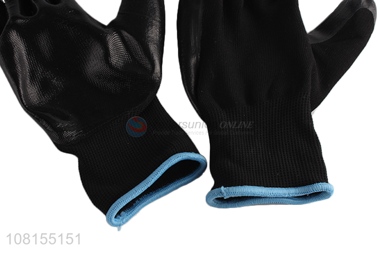 Good quality 13 stitches nitrile coated safety work gloves