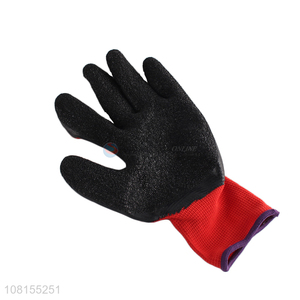 Good quality 13 stitches polyester latex crinkle work gloves