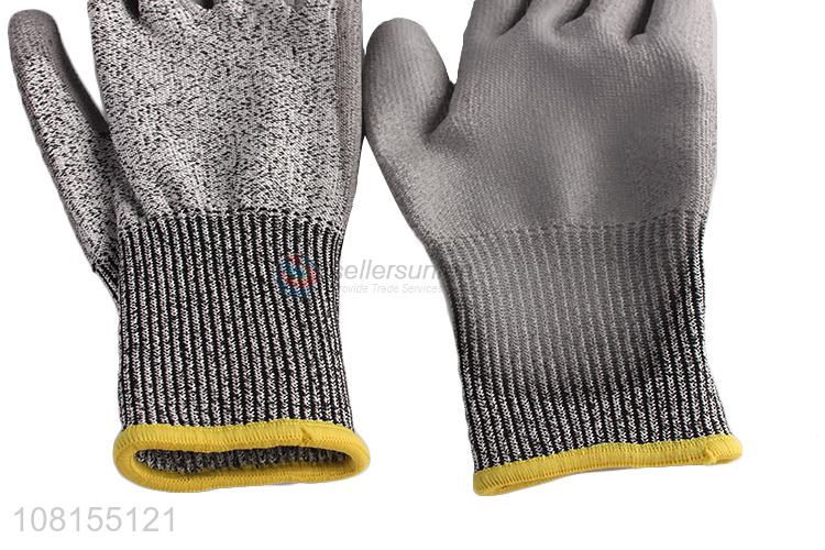 Online wholesale level 5 anti-cutting pu coated work gloves