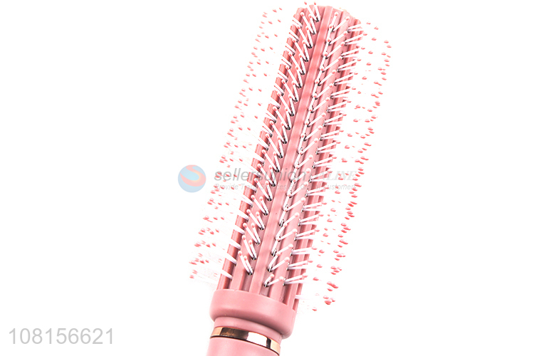 Good selling round pink curly hair comb anti-static hair brush