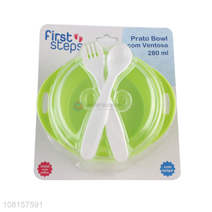 New arrival reusable baby bowl with fork and spoon set
