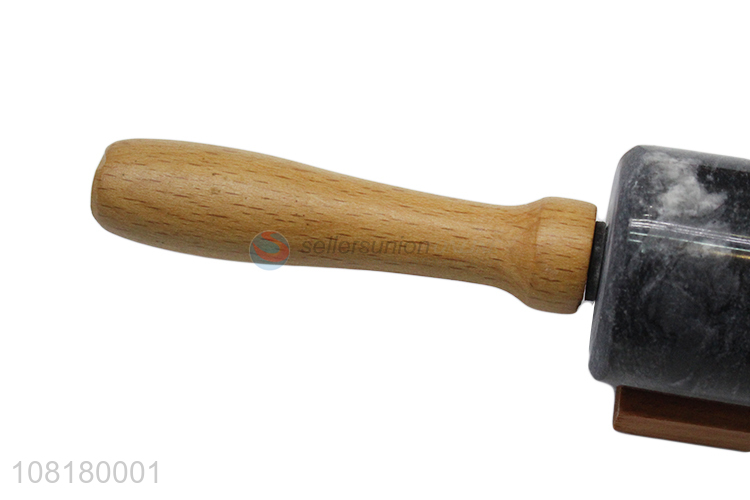 Hot sale wooden handle natural marble rolling pin for baking