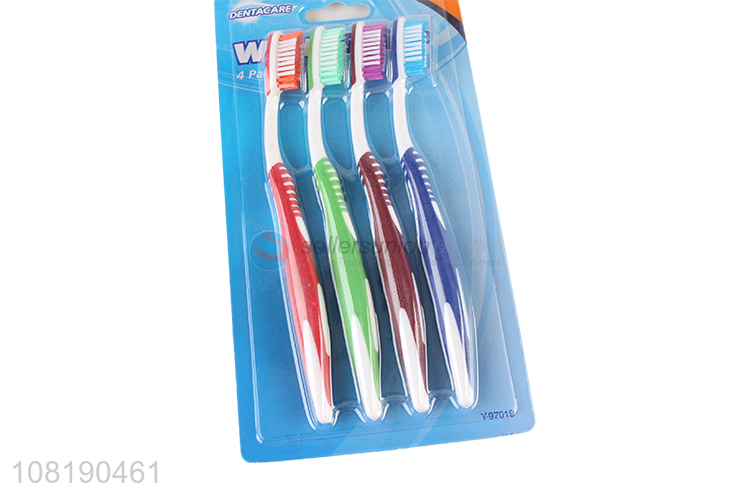 Wholesale 4 Pieces Nylon Toothbrush With Non-Slip Handle