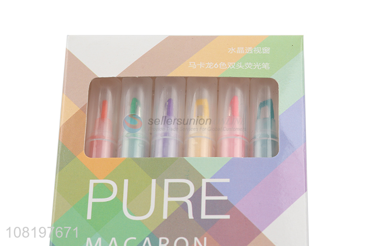 Good quality 6 pieces macaron color chisel tip highlighter markers