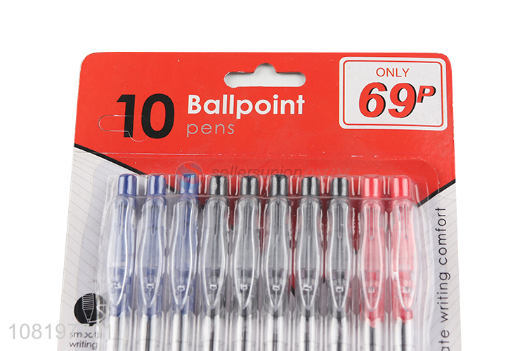 Promotional cheap 10 pieces assorted colors retractable ballpoint pens