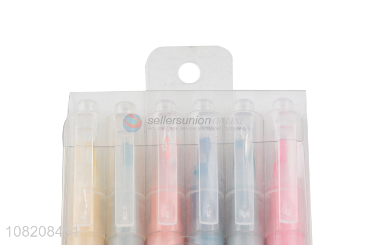 China supplier 6 colors fluorescent ink highlighter marking pens