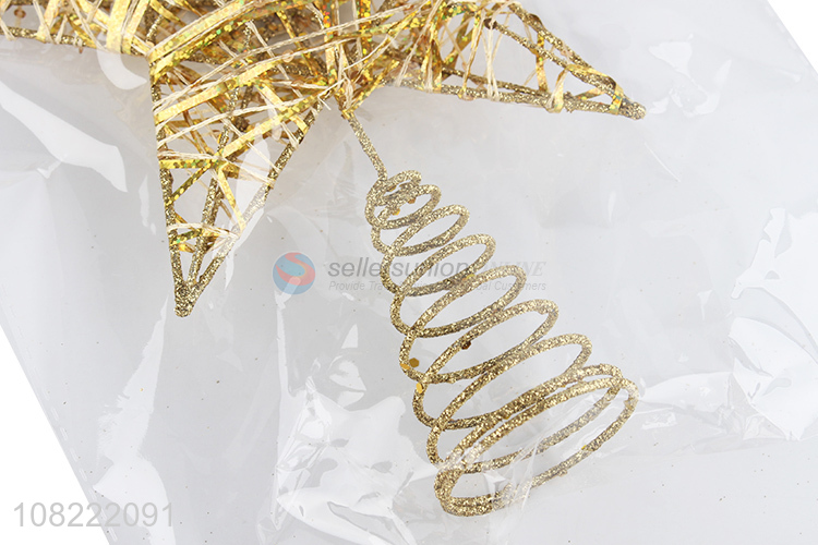 Hot Sale Christmas Tree Decoration Gold Glitter Top Star