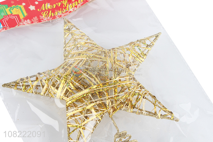 Hot Sale Christmas Tree Decoration Gold Glitter Top Star