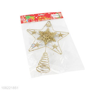 Wholesale Glitter Five-Pointed Star Ornament Christmas Tree Top Star