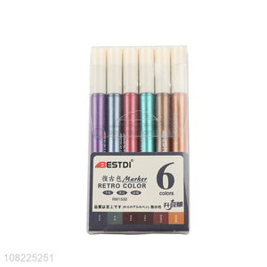 Good Quality 6 Pieces Retro Color 6 Colors Marker Pen Set