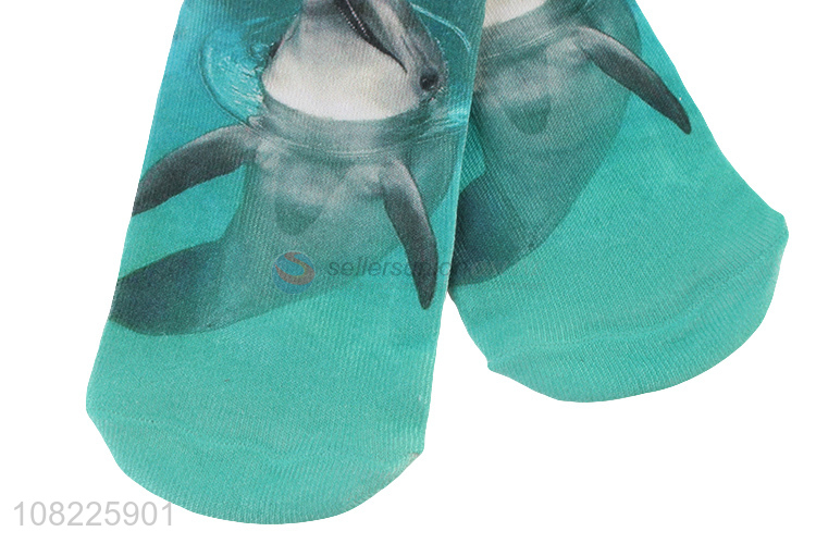 Good quality 3D dolphin socks heat transfer printing socks