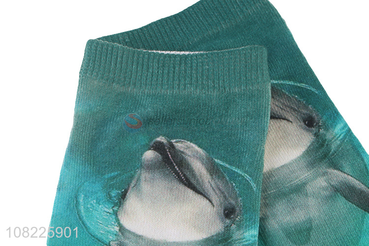 Good quality 3D dolphin socks heat transfer printing socks