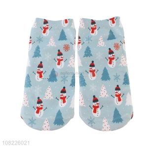 Top product soft cotton socks 3D Christmas snowman ankle socks