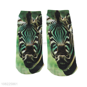 Hot selling 3D low cut socks men women zebra patterned socks