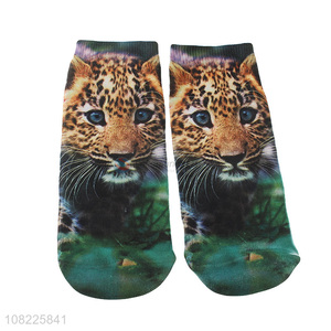 China imports unisex spring summer 3D leopard printed ankle socks