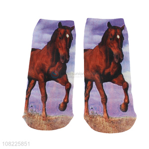 High quality breathable cosy cotton socks horse printed socks