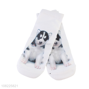 Best selling summer cotton socks 3D dog printed ankle socks
