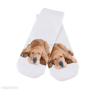 Wholesale 3D digital print adult socks cute puppy ankle socks