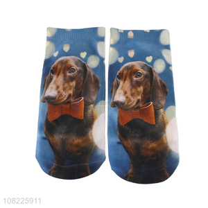 Yiwu market funny 3D dog ankle socks unisex low cut socks