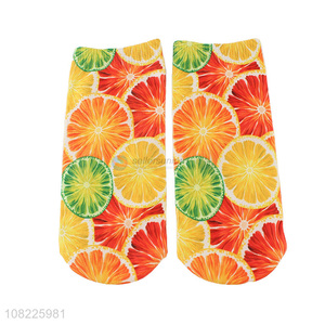 China imports novelty fruit socks funny orange printed socks