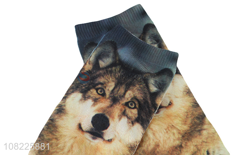 Top product novelty wolf socks funny 3D digital printing socks