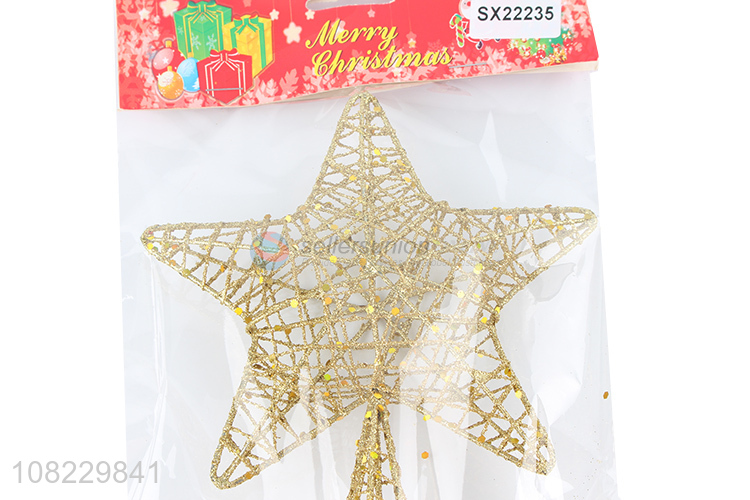 High quality Christmas treetop ornaments gold sparkle topper star