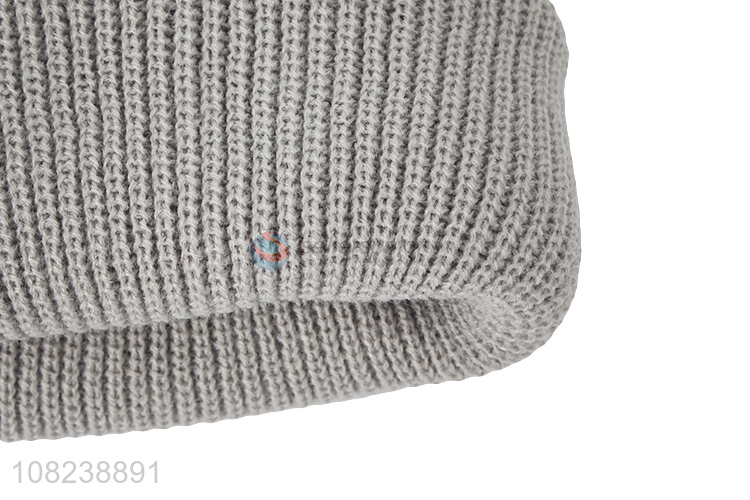 Hot selling unisex winter warm cuffed knitted beanie with pom pom