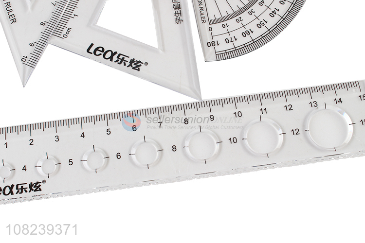 New Arrival Students Geometry Set Transparent Ruler Set