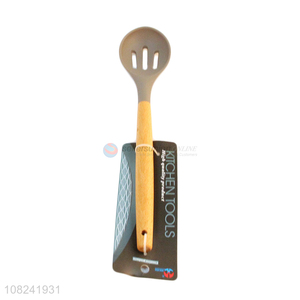 Hot selling creative bamboo handle slotted spoon
