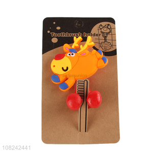 High quality soft pvc cartoon reindeer toothbrush holder for kids