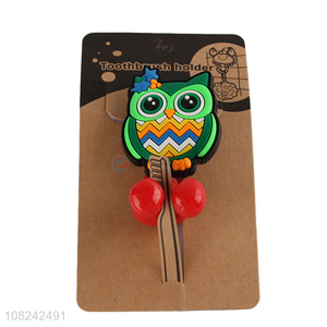 Yiwu market cute cartoon owl suction toothbrush holder for bathroom