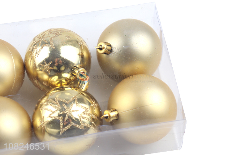 Good quality golden 8pieces hanging ornaments christmas ball