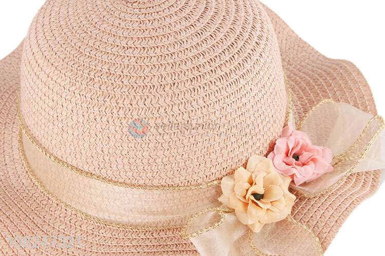 Top sale cute flower straw hat girls fashion sunhat