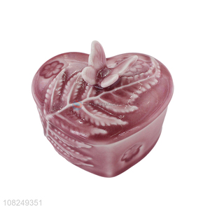 Yiwu factory heart shape ceramic ring box jewelry storage box