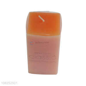 Low price orange square column wax simple scented candle