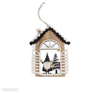 China supplier Christmas hanging decoration <em>wooden</em> slice house <em>craft</em>