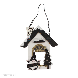 Recent design wooden house slice wood craft Christmas decoration