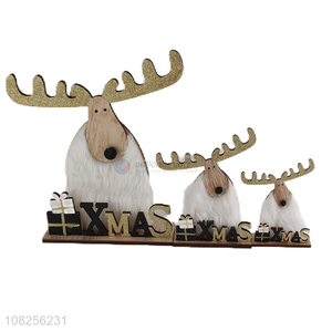 Factory price Christmas reindeer table sign <em>wooden</em> elk ornament <em>craft</em>