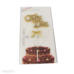 Popular products golden birthday cake topper with top quality