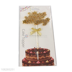 Wholesale from china golden birthday party cake topper