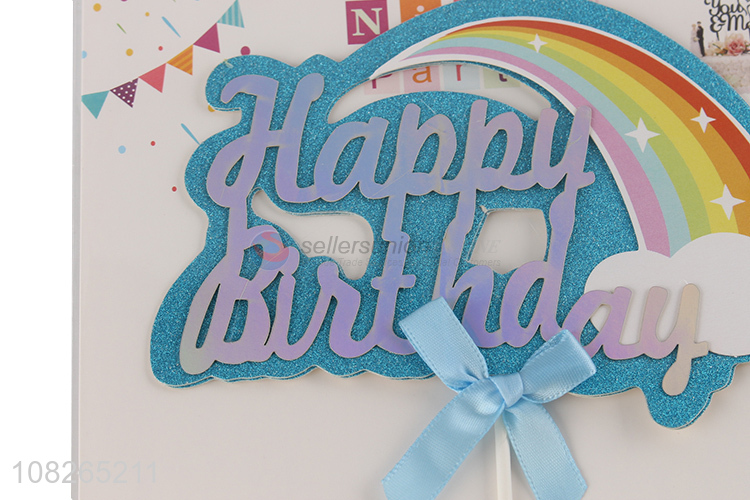 China products rainbow color happy birthday cake topper for sale