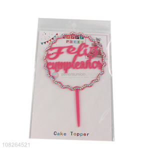 Top quality pink girls birthday party cake topper for sale