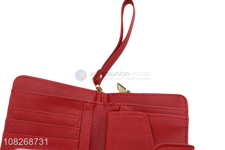 Hot selling solid color pu leather women wallets with coin pocket